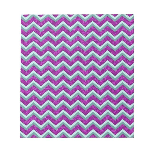 Bloc-note Magenta Foil et Turquoise ZigZag Motif (Devant)