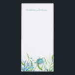 Bloc-note Magnétique Aquarelle Sea Turtle Beach<br><div class="desc">Ce bloc-notes mignon et côtier contient les mots "Je préférerais être sous la mer" dans la typographie en caractères bleus. Il peut être personnalisé avec votre nom de famille ou monogramme dans une typographie manuscrite. Il est conçu à l'aide d'une réplique de ma tortue de mer d'origine aquarelle dans les...</div>