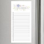 Bloc-note Magnétique Cadre Floral Moderne Personnalisé<br><div class="desc">Carrelage et case à cocher design bloc-notes magnétique avec un cadre floral simple et moderne personnalisé avec votre nom.</div>