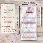 Bloc-note Magnétique Coquette rose vaches et retour à l'école à faire<br><div class="desc">Coquette de l'enseignant personnalisé Liste des tâches roses Bloc-notes magnétique</div>