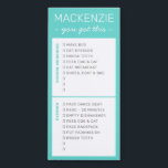Bloc-note Magnétique Corvées Routine AM PM Daily To Do List<br><div class="desc">Carte de corvée simple mais organisée et utile et liste de contrôle des responsabilités sur un bloc-notes magnétique turquoise avec des sections pour les routines matin et après-midi ou soir pour le rendre facile à lire et plus inspirant qu'une longue liste. Modifiez les titres de chaque section en fonction de...</div>