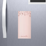 Bloc-note Magnétique étoiles rose or rose goutte à goutte monogramme no<br><div class="desc">Un élégant bloc-notes glamé, girly. Faux or rose, cuivre brillant et étoiles de la gloire. or rose, arrière - plan dégradé rose. Personnalisez et ajoutez votre nom, écrit avec un script de style à la main moderne avec des swashes. Lettres de couleur or rose. Pour que les swashes ne suppriment...</div>