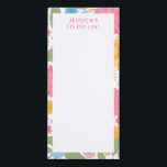 Bloc-note Magnétique Fleurs de printemps Nom personnalisé<br><div class="desc">Ce design présente un joli motif de fleurs de printemps avec du texte modifiable en haut. #bloc-notes #cadeaux #personnalisés #personnalisés #cuisine personnalisée #travail à domicile #école #bureau #papeterie</div>