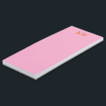 Bloc-note Magnétique Initiales du Monogramme rose moderne personnalisée<br><div class="desc">Séjournez élégamment organisé avec ce Monogramme rose moderne Initiales Personnalisé Note Pad. Les teintes roses et oranges vives,  associées à vos initiales uniques,  créent une touche personnalisée chic qui illumine tout bureau. Idéal pour démêler les idées,  les devoirs ou les notes de coeur avec flair.</div>