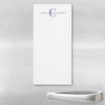 Bloc-note Magnétique Monogramme et nom personnalisés simples en lavande<br><div class="desc">Monogramme et nom personnalisés simples dans le Bloc-notes magnétique de la lavande</div>