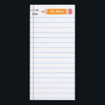 Bloc-note Magnétique Une note du crayon jaune... enseigne le cadeau<br><div class="desc">Pochoir jaune note personnalisée enseignants cadeau</div>