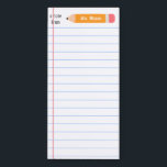 Bloc-note Magnétique Une note du crayon jaune... enseigne le cadeau<br><div class="desc">Pochoir jaune note personnalisée enseignants cadeau</div>
