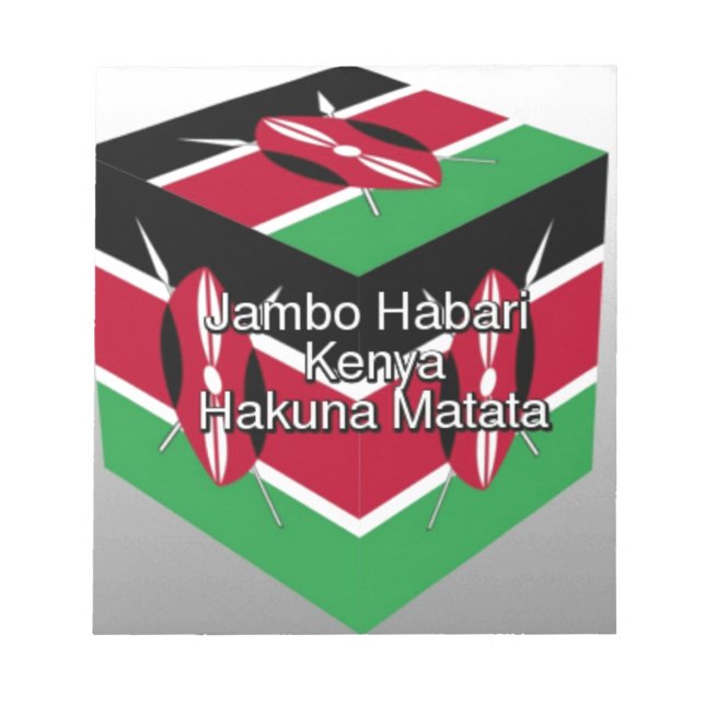 Bloc-note Magnifique Cube du Drapeau Kenyan avec Message  (Devant)