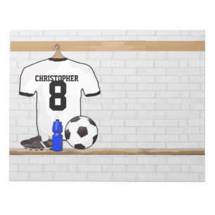 Bloc-note Maillot de football personnalisé blanc noir