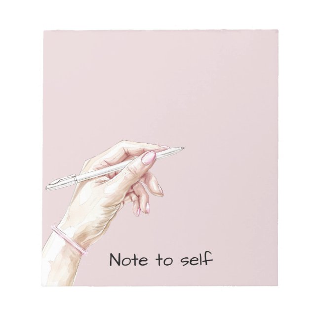 Bloc-note Main avec stylo : Note à soi-même (Devant)