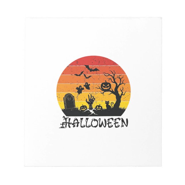 Bloc-note Main de zombie Halloween Pierre tombale Arbre Chat (Devant)