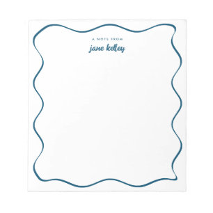 Bloc-note Main Tirée Vave Bordure Bleu Personnalisé