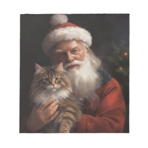 Bloc-note Maine Coon avec le Père Noël Festif Noël