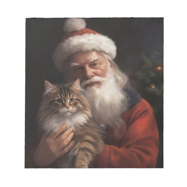 Bloc-note Maine Coon avec le Père Noël Festif Noël  (Devant)