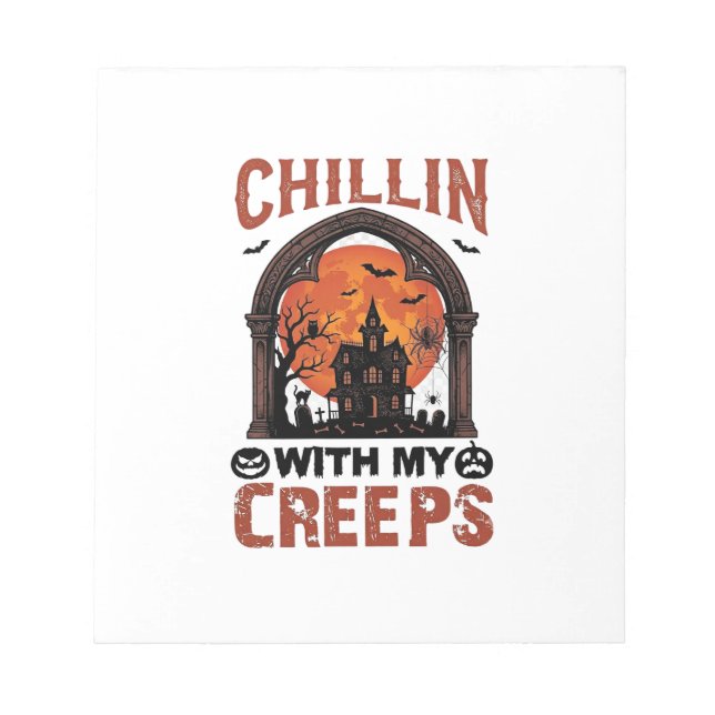Bloc-note Maison hantée Halloween Chillin Creeps Lune Orange (Devant)