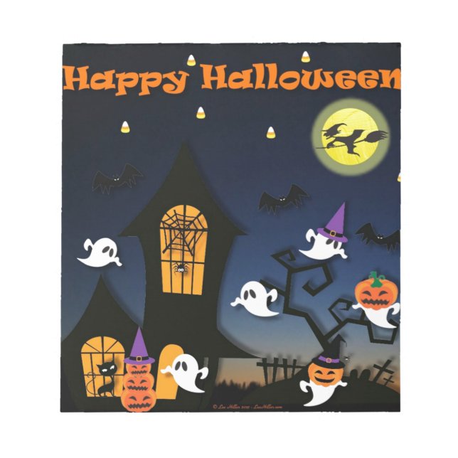 Bloc-note Maison hantée joyeuse Halloween (Devant)