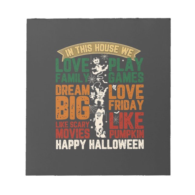 Bloc-note Maison Joyeux Halloween Monstres Toiles d'araignée (Devant)