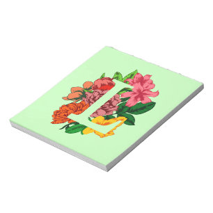 Bloc-note Majuscule L monogramme floral