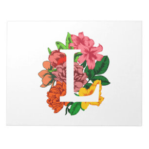 Bloc-note Majuscule L monogramme floral