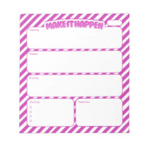 Make It Happen Pink Striped Daily Planner Notepad