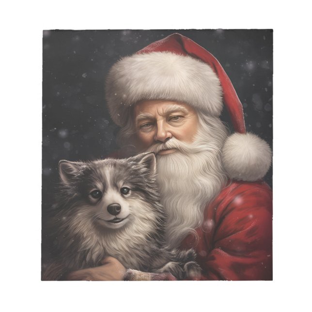 Bloc-note Malamute d'Alaska avec le Père Noël de Noël (Devant)