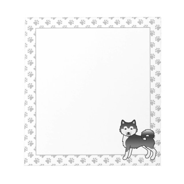Bloc-note Malamute d'Alaska noir et blanc Chien de dessin an (Devant)