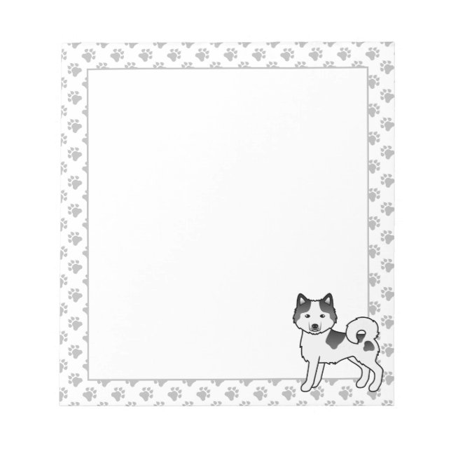 Bloc-note Malamute d'Alaska pie noir mignon chien de dessin  (Devant)