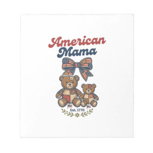 Bloc-note Mama Américaine Ours Patriote Patchwork Vector Des