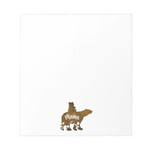 Bloc-note Mama Bear avec 1 Cub équitation sur le dos de mama