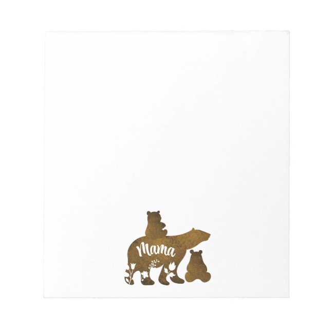 Bloc-note Mama Bear avec 2 Cubs Maman de deux (Devant)