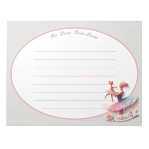 Bloc-note Maman Ballerine Rose et Bleu à l'aquarelle Mignonn