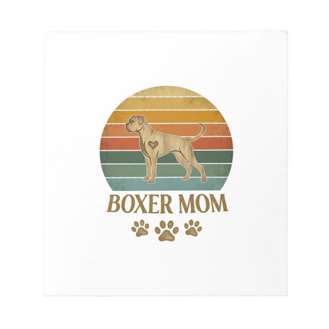 Bloc-note Maman Boxer Chien Rétro Coucher de Soleil Empreint (Devant)