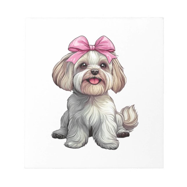Bloc-note Maman fille chien havanais bow coquette rose (Devant)