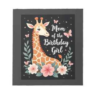 Bloc-note Maman girafe de la fille de l'anniversaire de la f