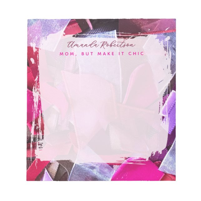 Bloc-note Maman personnalisée Inspiration Rose Violet Abstra (Devant)