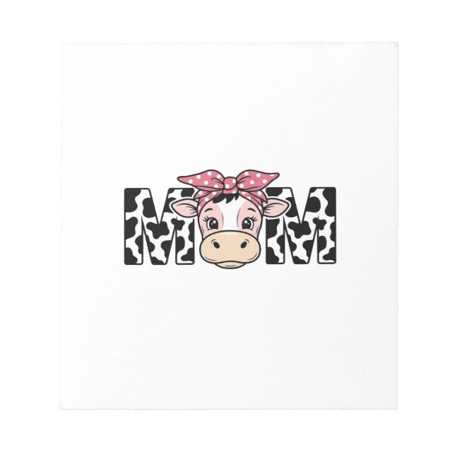 Bloc-note Maman Vache Mignonne Nœud Conception Graphique_1 (Devant)