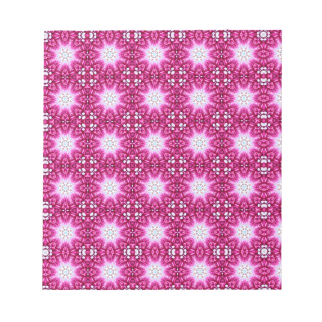 Bloc-note Mandala fractal rose - impression florale (Devant)