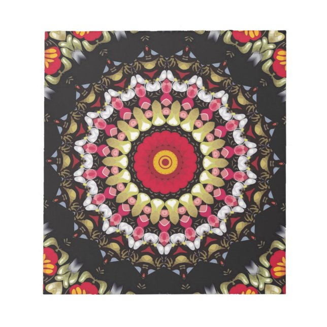 Bloc-note Mandala noir et rouge magique (Devant)