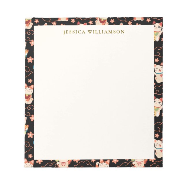 Bloc-note Maneki Neko Lucky Cats Personalized Name (Devant)