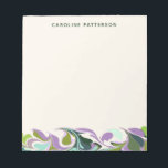 Bloc-note Marbre Abstrait Art violet vert personnalisé<br><div class="desc">Cet élégant bloc-notes personnalisé dispose d'une bordure en marbre abstrait unique en violet et vert. Personnalisez-le avec votre nom. Super idée cadeau.</div>