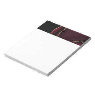 Bloc-note Marbre Agate Noir Violet Chic Luxe Or Élégant