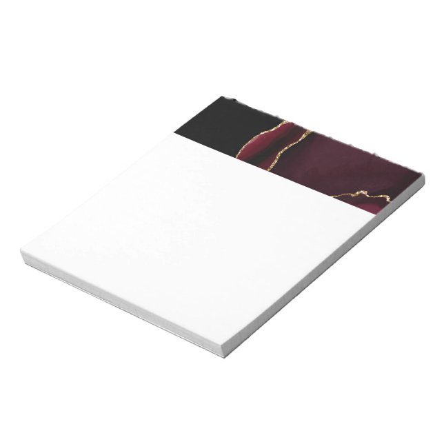 Bloc-note Marbre Agate Noir Violet Chic Luxe Or Élégant (Tourné)