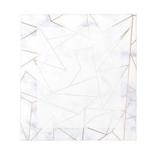 Bloc-note marbre blanc géométrique d'or rose moderne élé