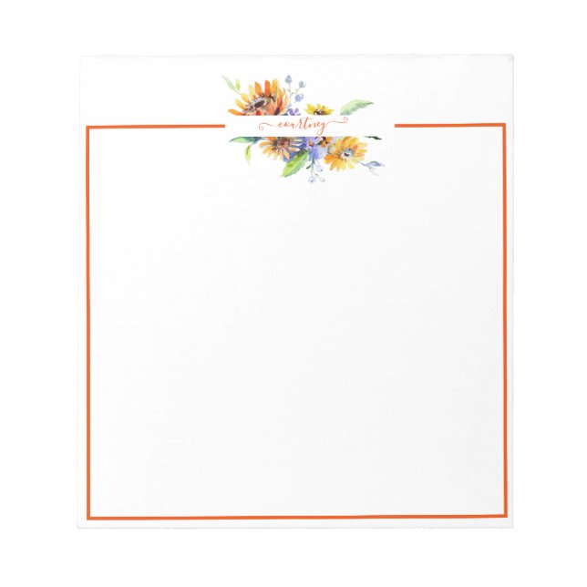 Bloc-note Marguerites aquarelle personnalisées   (Devant)