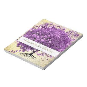 Bloc-note Mariage de feuille d'arbre de coeur violet radiant