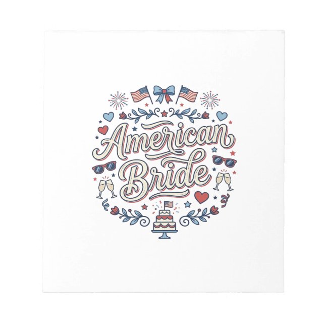 Bloc-note Mariée Américaine Création Vectorielle De Mariage  (Devant)