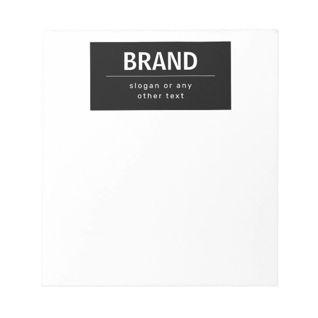 Bloc-note Marque ou nom d'entreprise moderne gras | Noir & B (Devant)