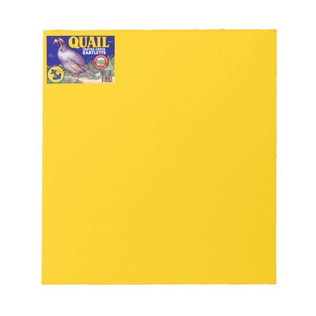 Bloc-note Marque Quail Contra Costa Bartletts (Devant)