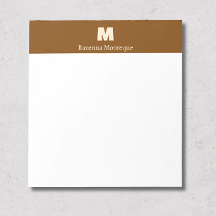 Bloc-note Marron Chocolat Lettre de Nom Personnalisé Monogra