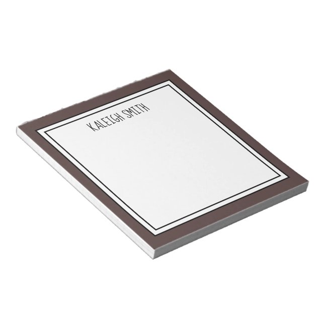 Bloc-note Marron Foncé Blanc Personnalisable Couleur Personn (Incliné)